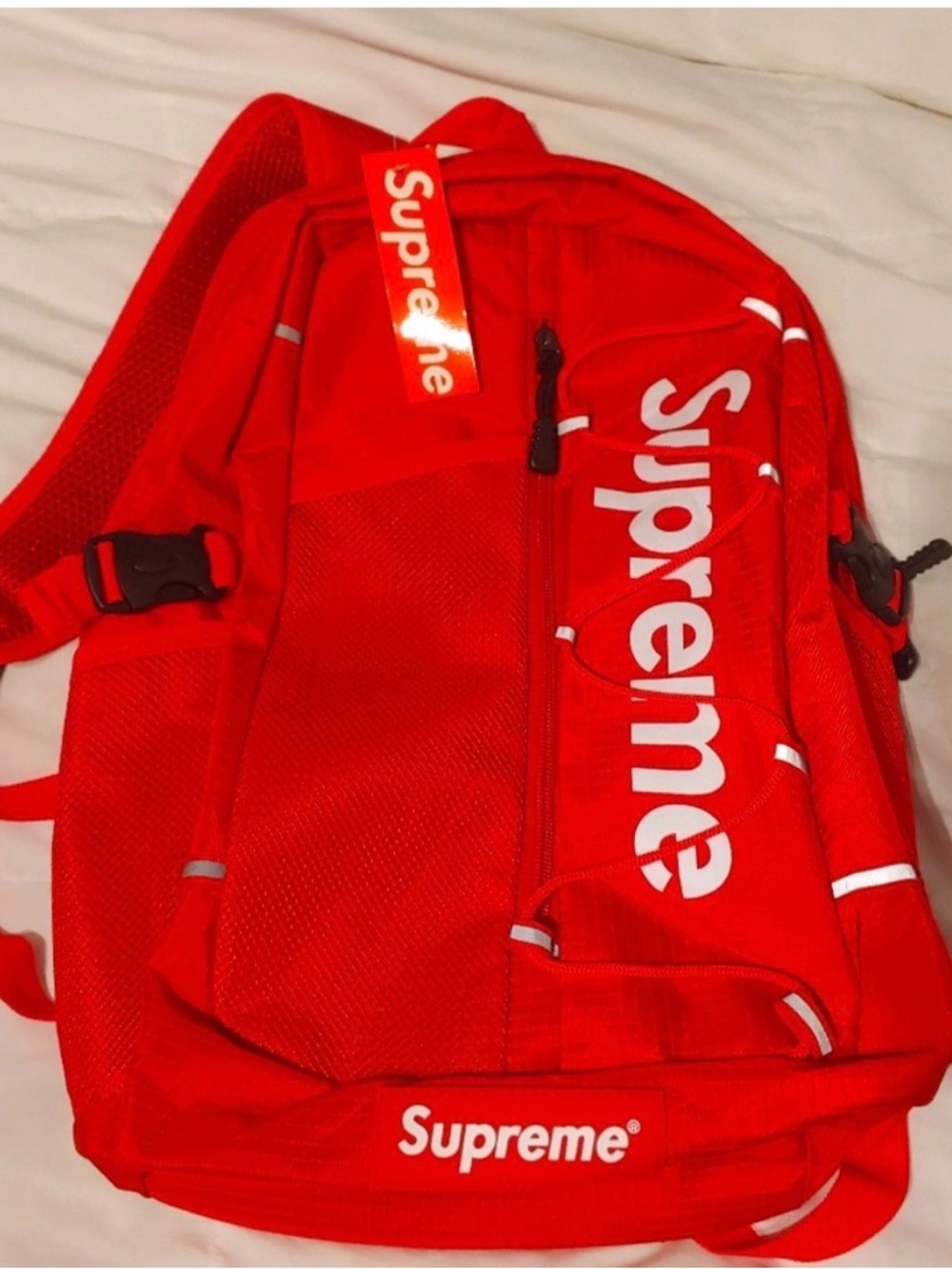 Supreme Red Backpack with White Logo